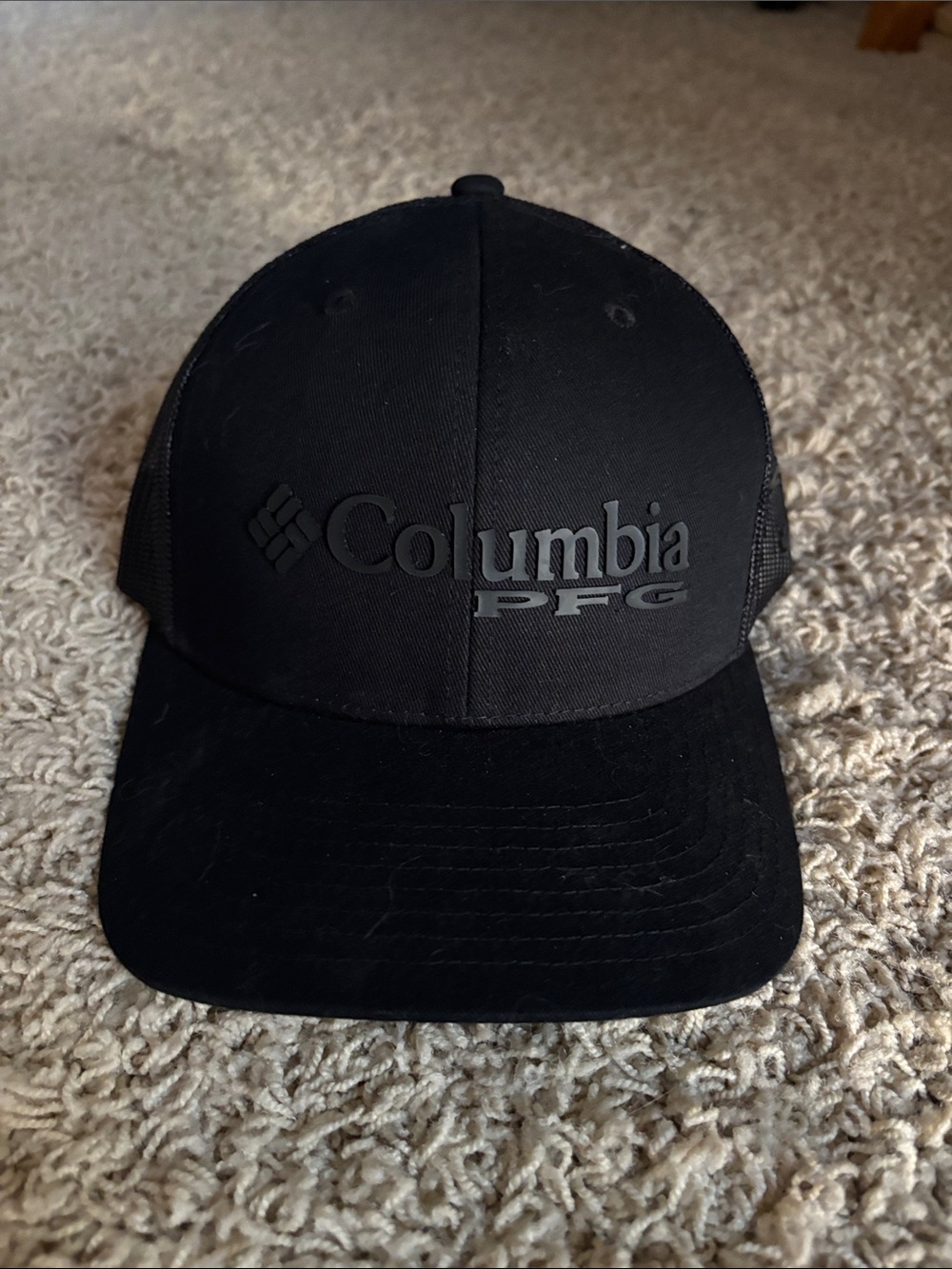 Columbia Black Embossed Logo Trucker Cap